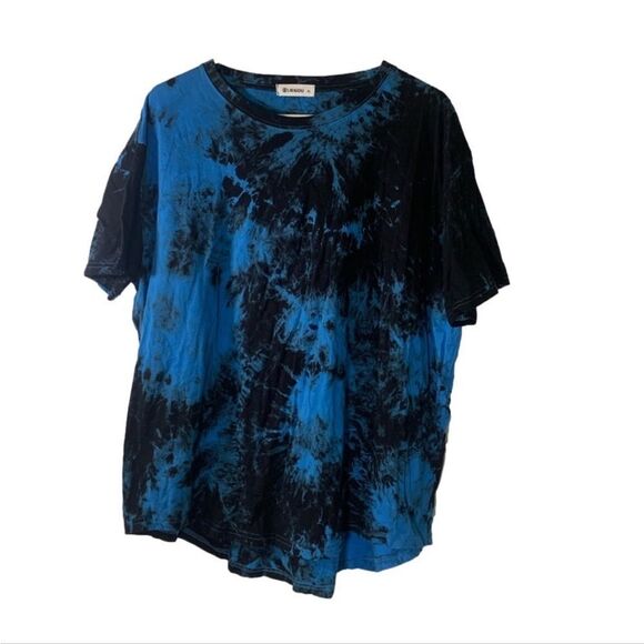 Kliegou XL Blue and Black Tie‎ Dye Hip Hop T Shirt - Picture 2 of 6